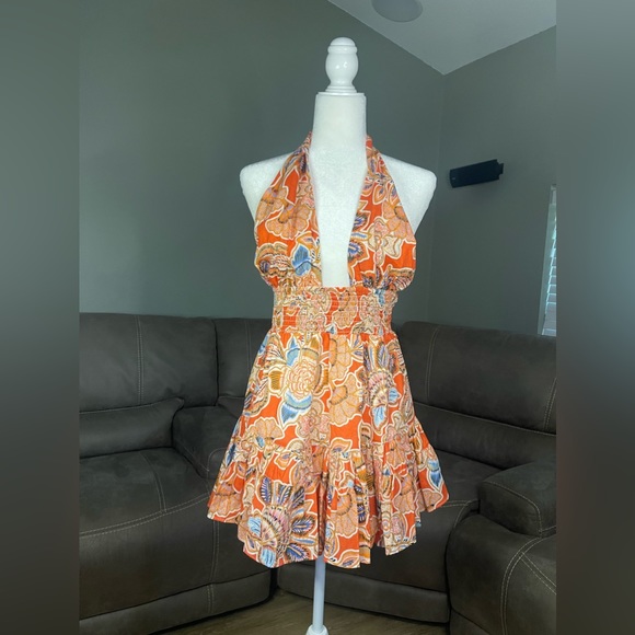 NWT Misa Los Angeles Tula Halter Convertible Mini Dress Tangerina Flora Sz M - Picture 11 of 15
